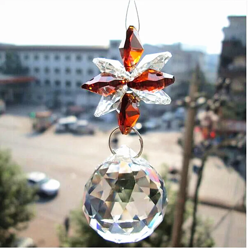 

1pc Brown Garland Chakra Spectra Suncatcher Glass Crystal chandelier Prism Pendant Wedding Crystal Hanging Drops Home Decoration
