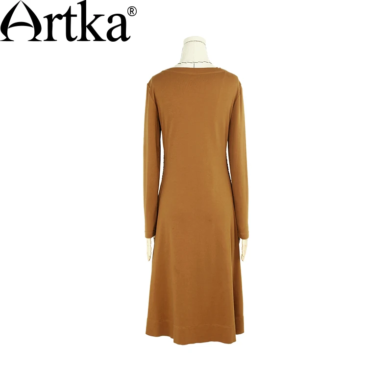 ARTKA осеннее женское платье с кисточками богемное для женщин длинным рукавом