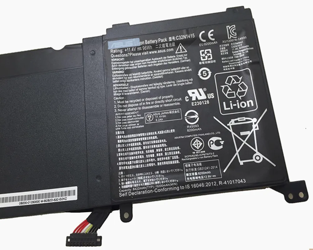 11 4 V 96WH Новый C32N1415 Аккумулятор для ноутбука Asus ZenBook Pro UX501JW UX501LW UX501VW N501VW G501VW G501J UX501V