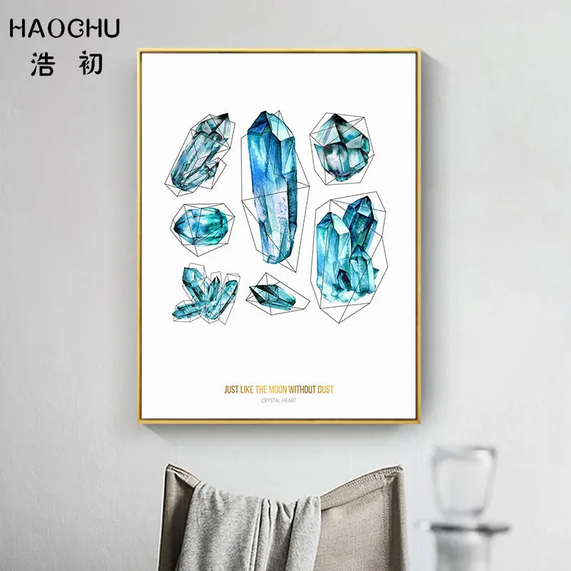 HAOCHU синий океан абстрактный сапфир художественный печатный плакат синее перо