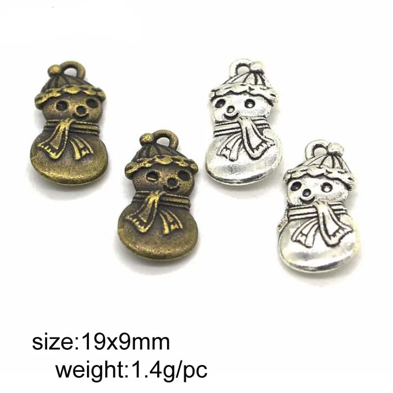 

50 шт./лот 19x9 мм античное серебро/античная бронза из цинкового сплава Подвески в виде снеговика подвески для рождественских ювелирных издели...