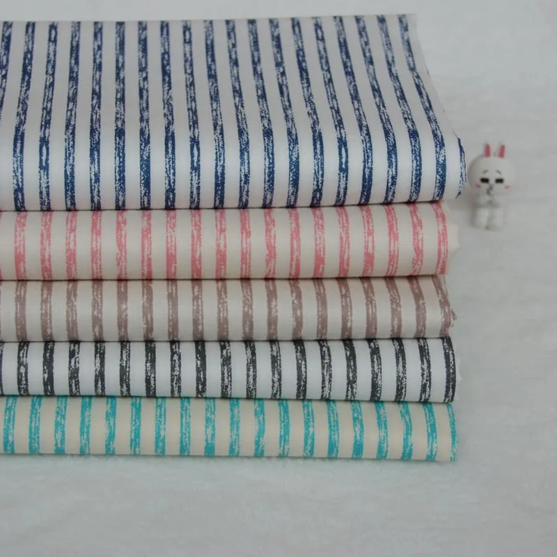 

100% cotton twill cloth nostalgic style blue pink brown gray green stripe fabric for DIY crib bedding cushions quilting handwork