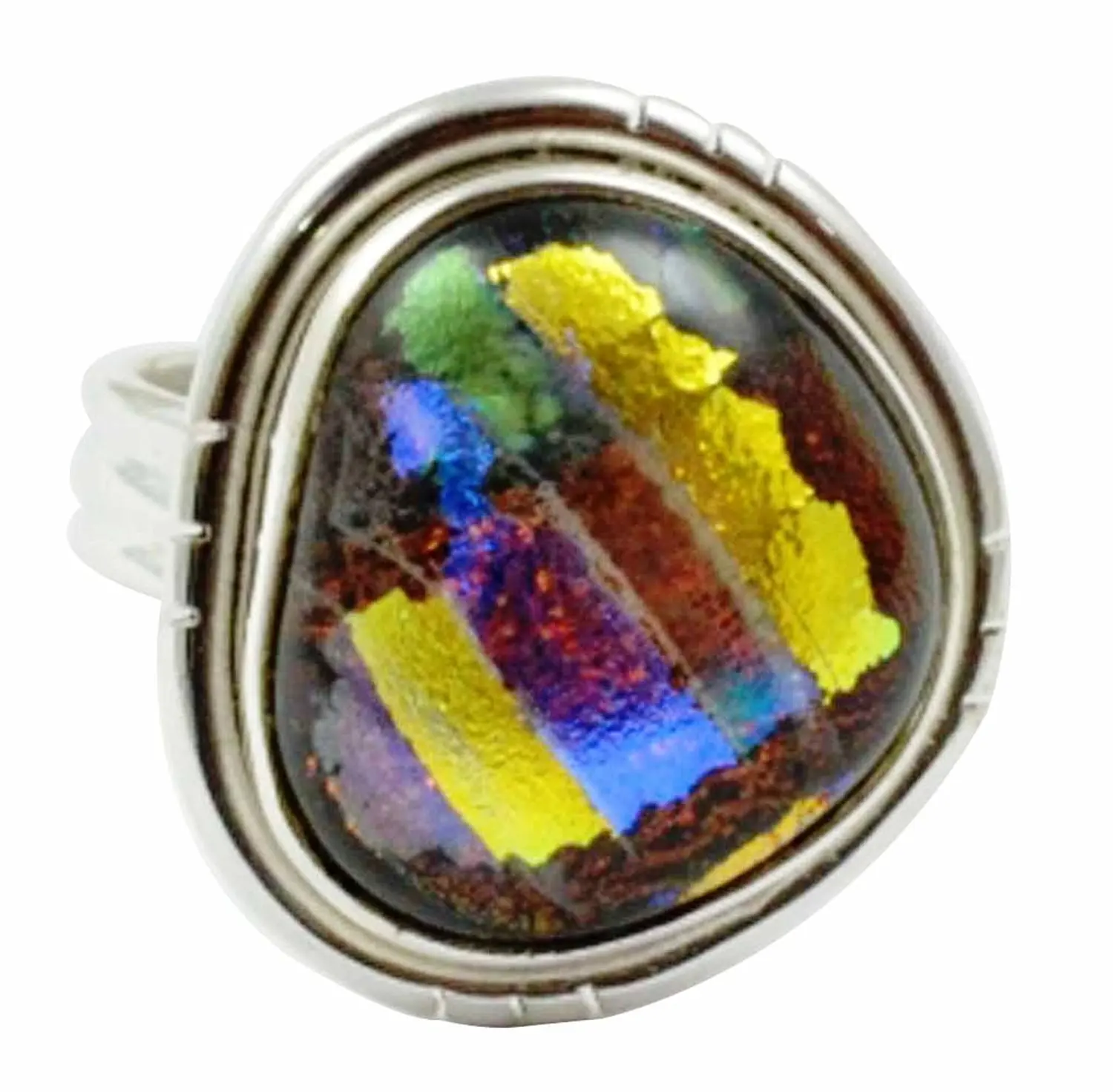 

Lovegem Genuine Dichroic Glass Ring 925 Sterling Silver,Size:5.5 , AR3023