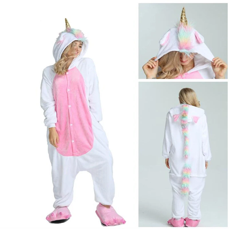 Оптовая продажа Rainbow Star Единорог Onesie для взрослых унисекс Косплэй костюм пижамы