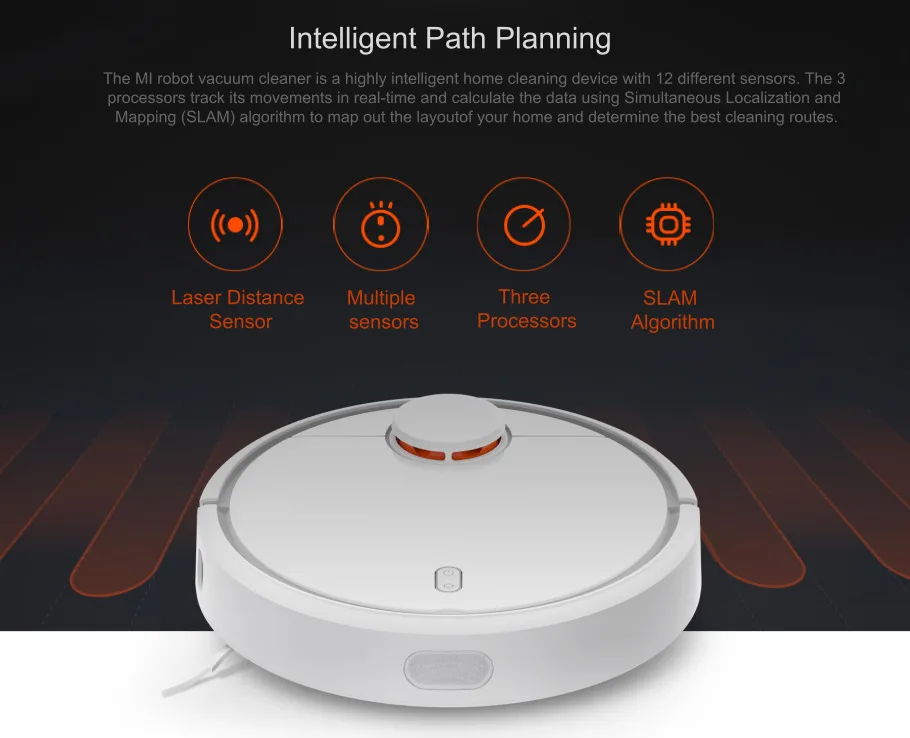 Xiaomi Mi робот-пылесос с точным датчиком расстояния, система мощного всасывания LDS, пульт дистанционного управления