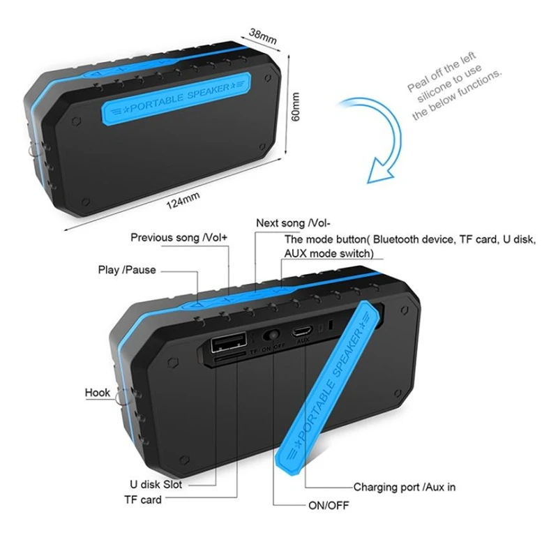 Портативный беспроводной Bluetooth 4 1 Динамик Звуковой громкоговоритель