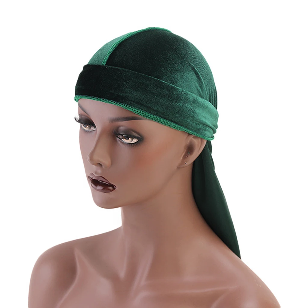 Women Men Long Tail Plain Velvet Bandana Turban Hat Durag Headwear Pirate Cap Head Wraps | Аксессуары для одежды