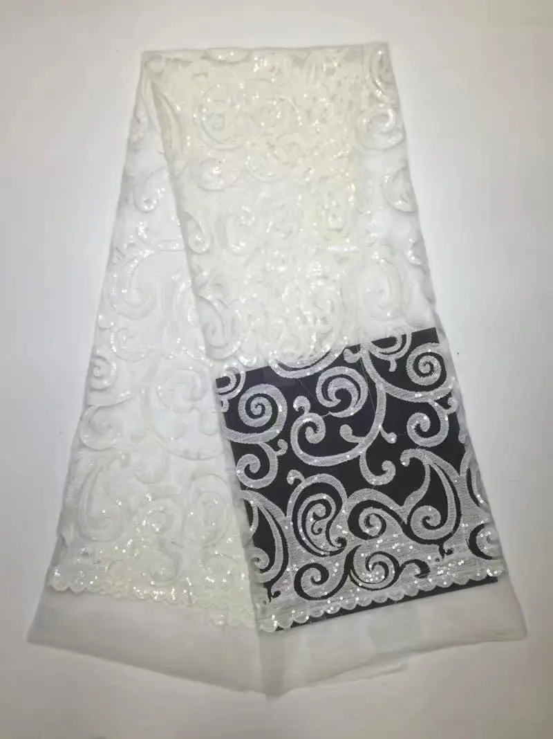 2018 лучших Высокое качество Африканский тюль благородный белый/Французский