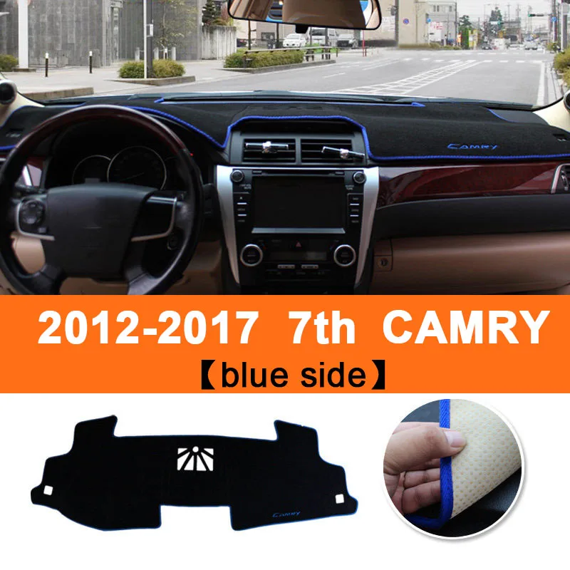 Для Toyota Camry 2012 2013 LHD чехлы на приборную панель автомобиля коврик тенты подушка коврик ковры аксессуары для интерьера - Название цвета: Blue Side