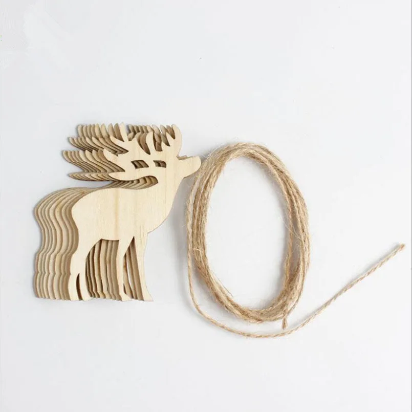 New Christmas Pendant Drop Ornaments 10pcs/package DIY Long String Wooden Merry Ornament For Tree | Дом и сад