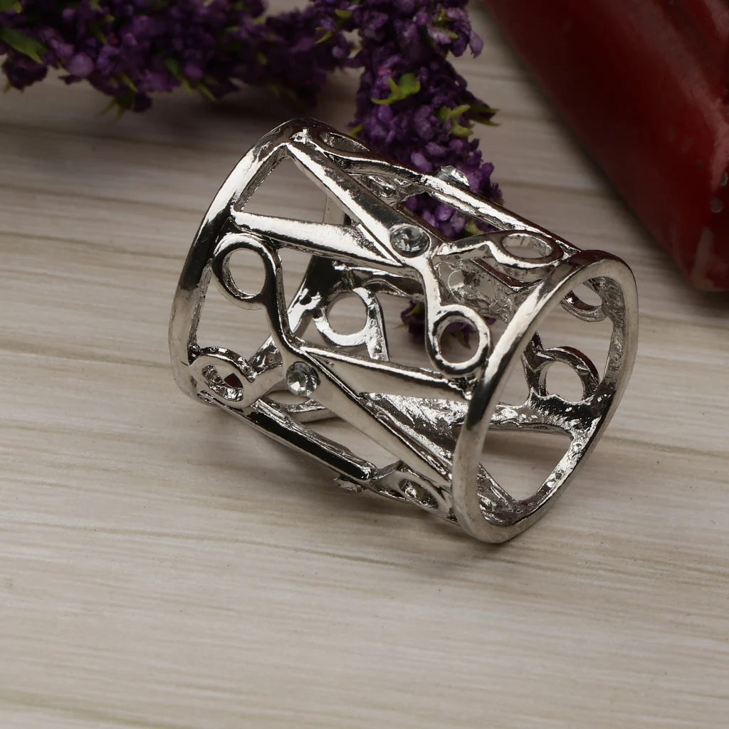 MagiDeal Clear Crystal Rhinestone Scarf Ring Clip Scissor Shape Hollow Out Tube Buckle | Украшения и аксессуары