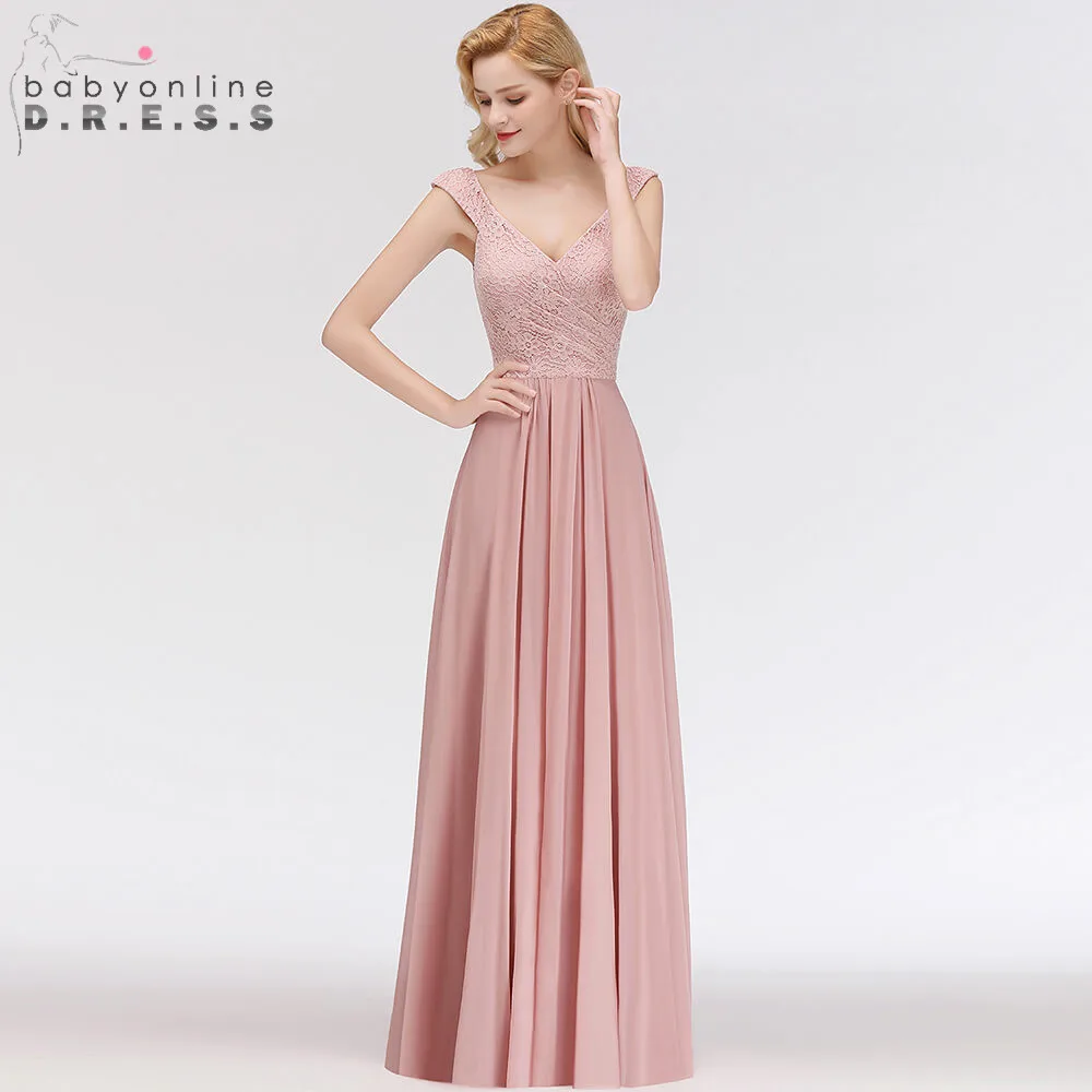 Vestido de Festa Сексуальное Розовое Кружевное Длинное Вечернее Платье Замечательное А-силуэт Бальное Платье С Короткими Рукаввми De Soiree