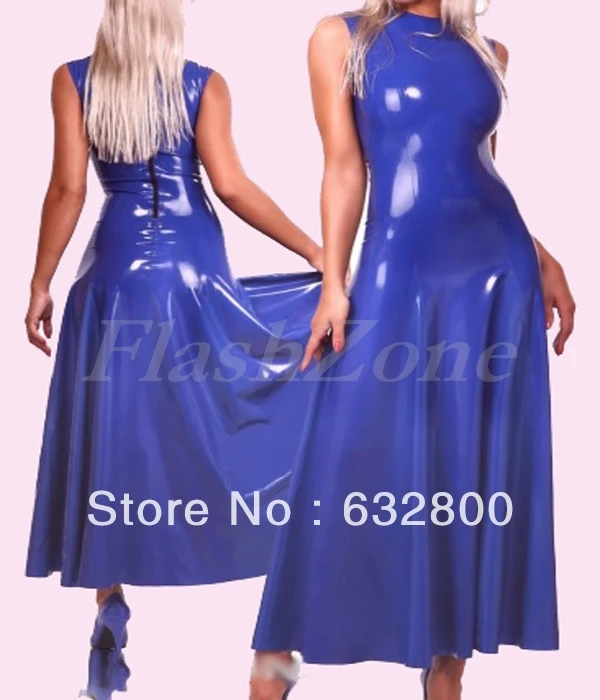 Длинное темно синее латексное платье без рукавов для женщин|dress skirt|latex gloves free