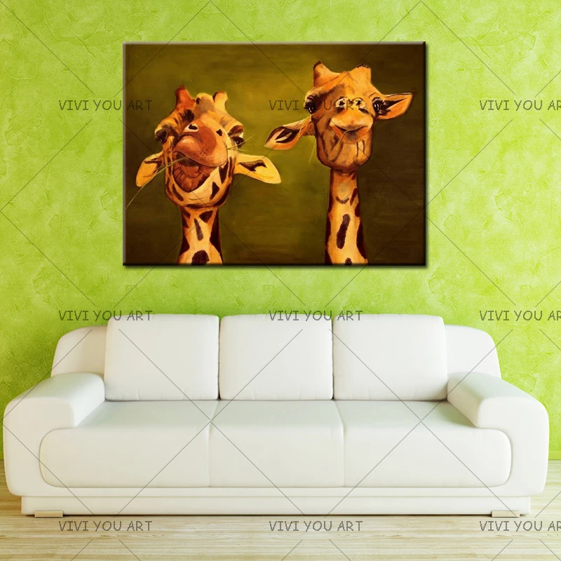 

Handpainted Canvas Palette Giraffe Paintings Handmade Abstract Animal Oil Painting For Living Room Home Decor Wall Art Pictures