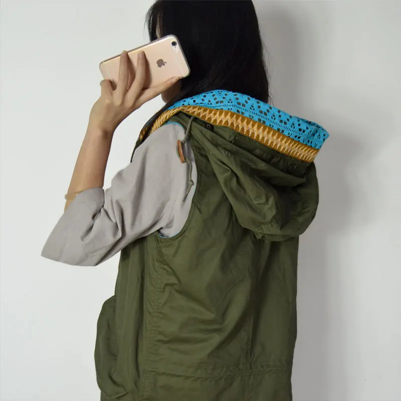 Весенние и осенние женские светло голубые полосатые Базовые Куртки|jacket parka|vest