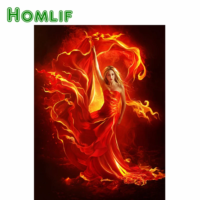Алмазная живопись HOMLIF Танцующая девушка на огне вышивка крестиком сделай сам