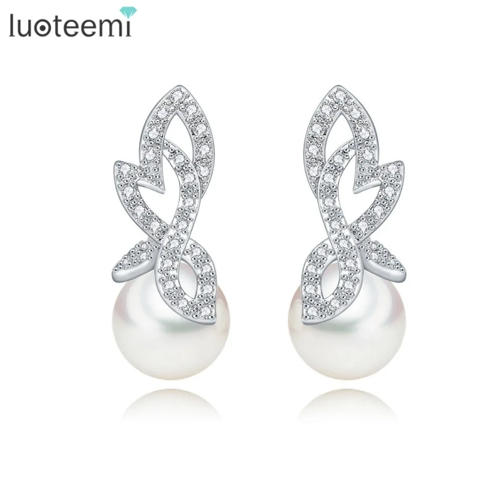 

LUOTEEMI 2016 New Luxury Women's Fashion Laboratory-Created Pearl Tiny Sparking Cubic Zirconia For Women Jewelry