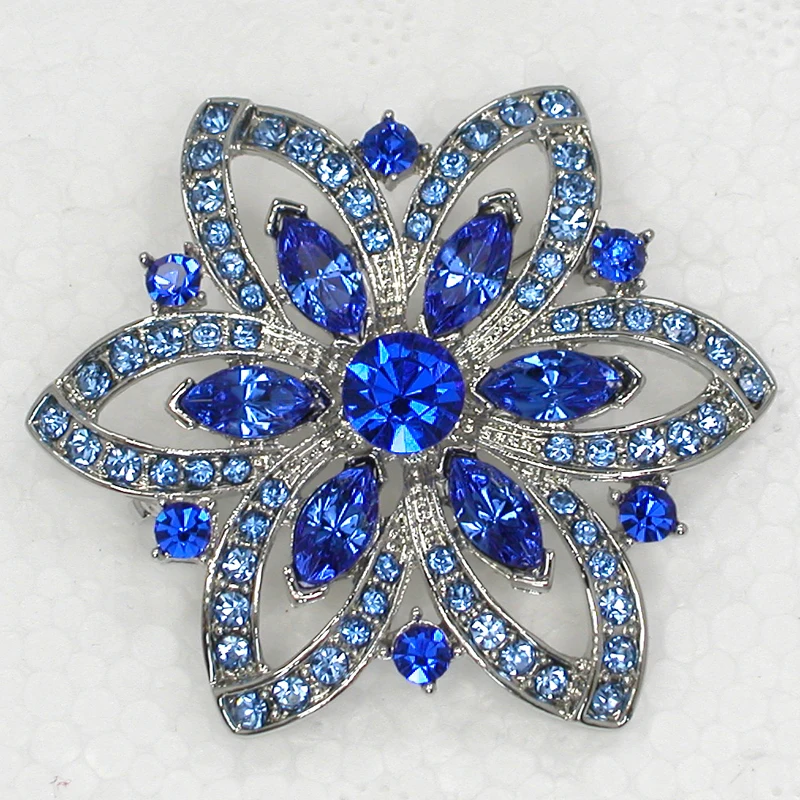 

Flower Brooch Blue Marquise Rhinestone Bridal Wedding party Pin brooches C763 B