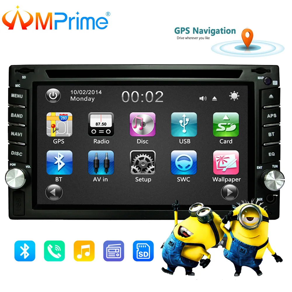 AMPrime 2 din универсальный автомобильный Радио двойной dvd плеер gps навигация в тире