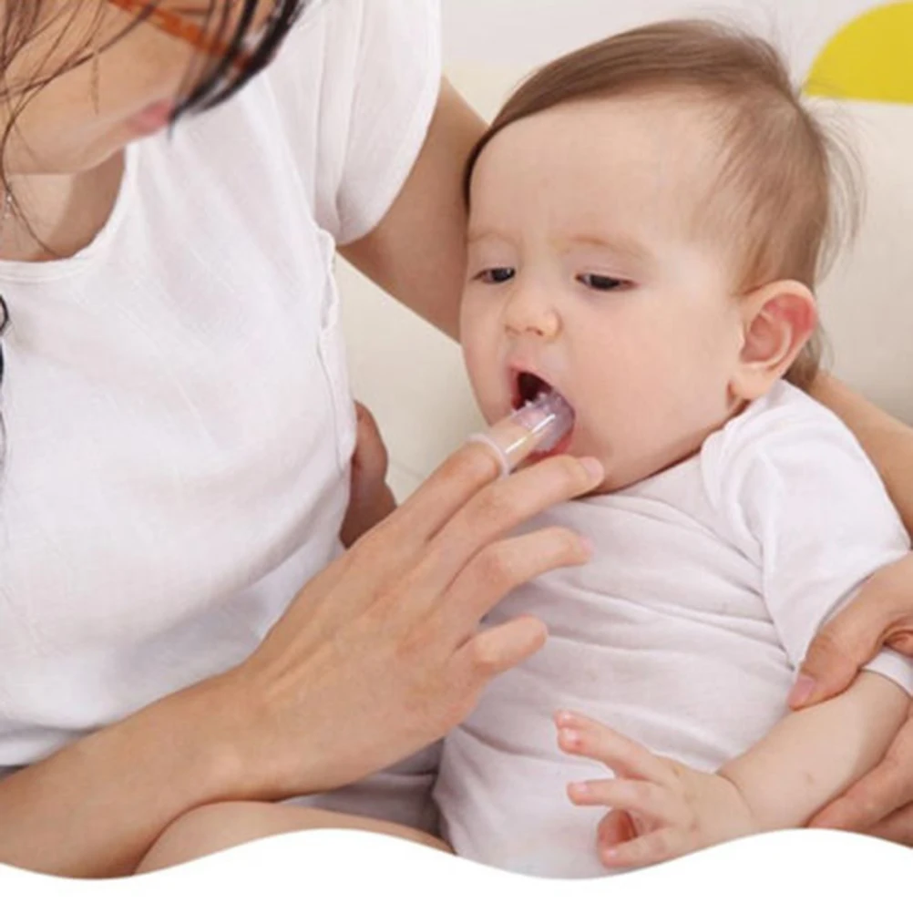 Симпатичная детская зубная щетка для чистки на палец с коробкой мягкая