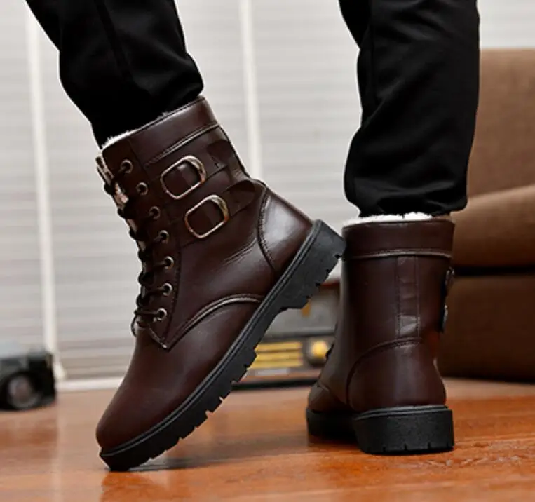 Новинка 2018 мужские зимние теплые хлопковые ботинки в британском стиле удобные