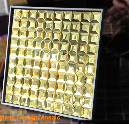 Медная бесшовная зеркальная стеклянная мозаичная плитка со скошенными