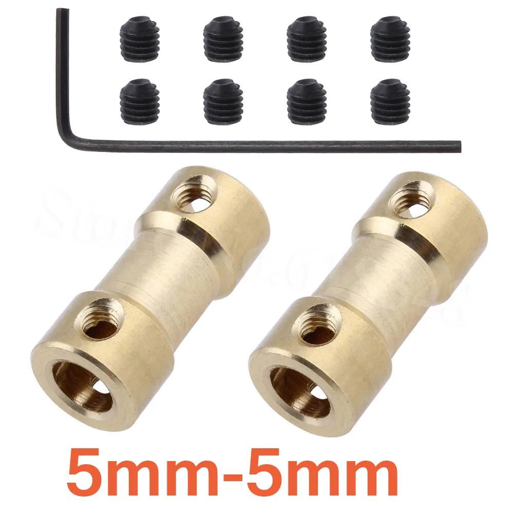 5mm-5mm 2 шт./лот 24 размера вал двигателя Соединительная муфта Соединительный рукав адаптер латунный Трансмиссия шарнир для RC лодки автомобиля самолета DIY - Цвет: 5mm-5mm