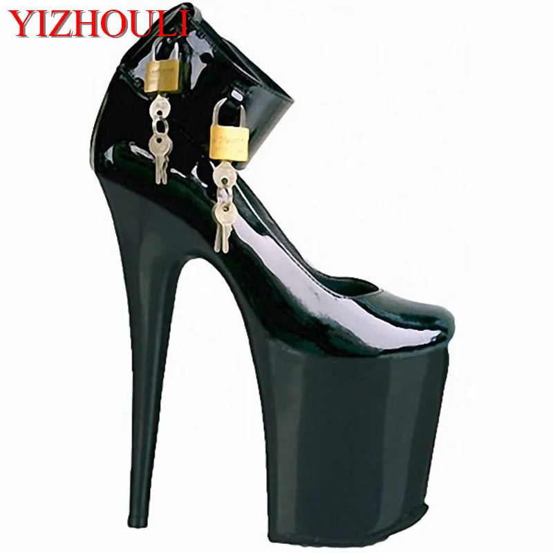 20cm Sexy high-heeled shoes, unique combination of a single shoe, magic black tape and high heels