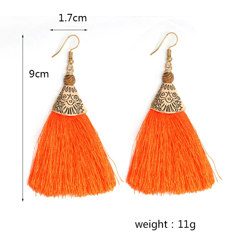 Богемные красочные большие висячие серьги с кисточками модные для женщин