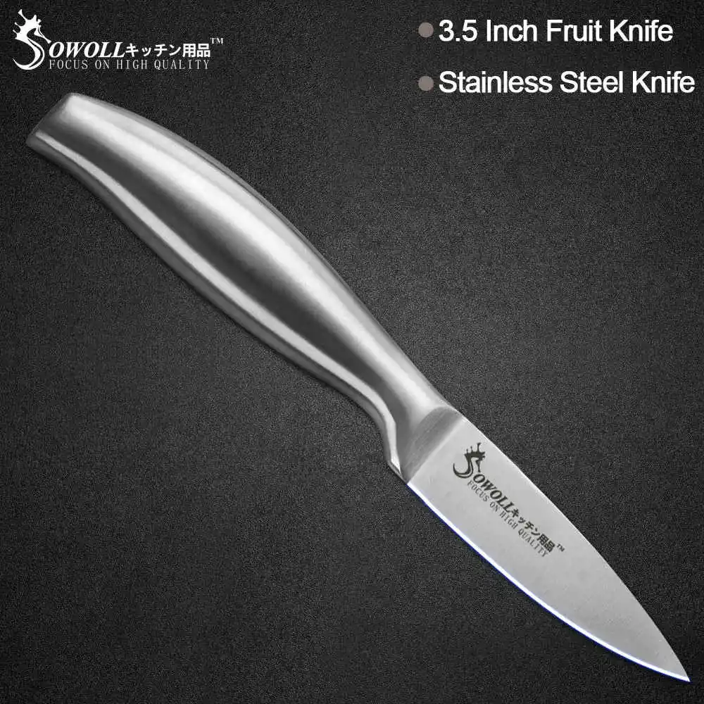 K.3.5 paring knife Sowoll 6 шт. набор кухонных ножей лезвие из нержавеющей стали Острый удобный изогнутый нож шеф-повара нож для нарезки хлеба Santoku кухонный инструмент - Цвет: K.3.5 paring knife