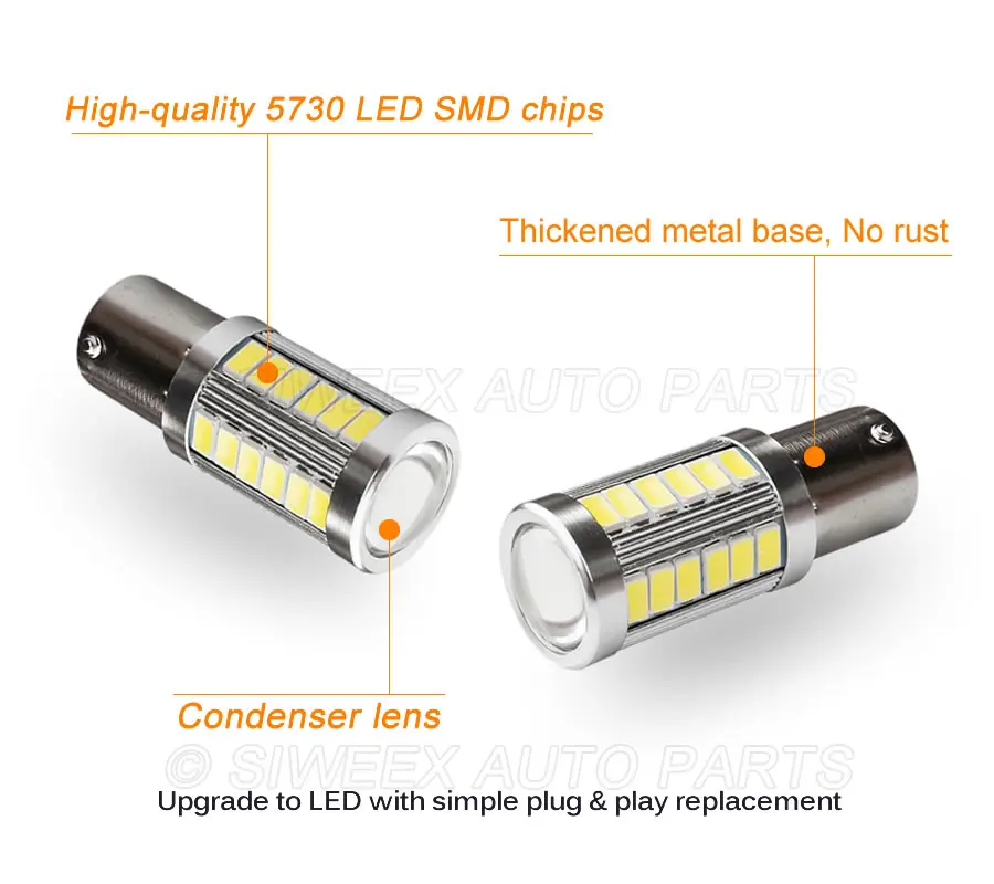 1 шт. BAU15S PY21W желтый автомобиль светодиодный лампы 33 5730 SMD Боковой габаритный