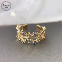 aazuo real diamonds 100 18k yellow gold fashion irregular open ring for woman charm jewelry fashion love gift tiny thin au750