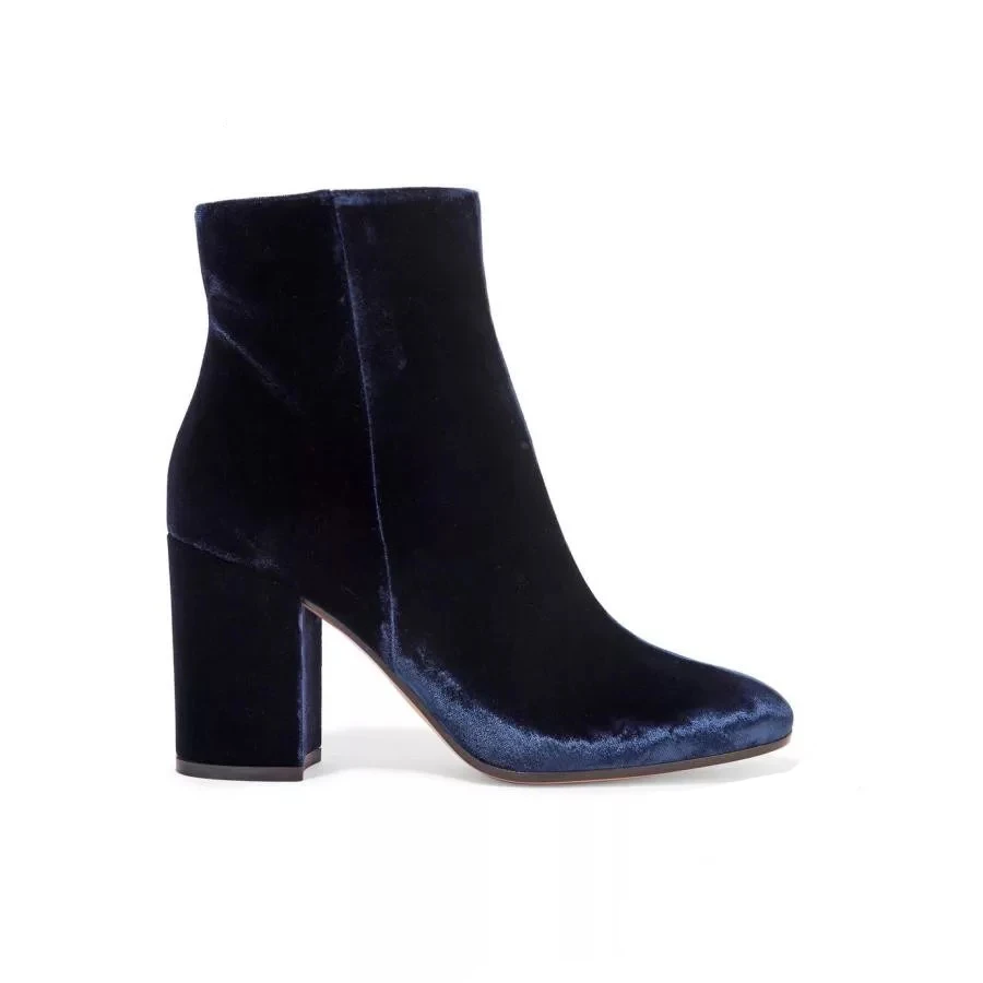 Женские ботильоны на высоком каблуке с квадратным носком|blue velvet boots|boots fashionfashion