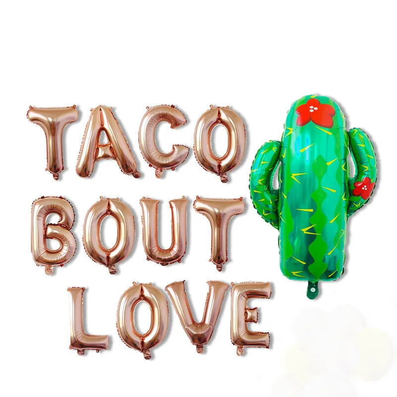 

16 Inch Rose God Cactus Balloon Fiesta Party Decorations Desert Birthday Decor Mexican Birthday Party Supplies Taco Bout a Party