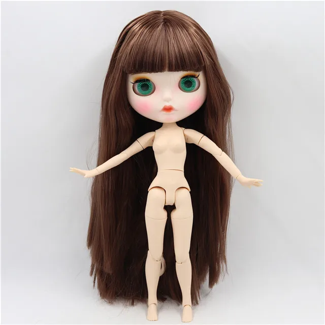 white matte face Ледяные дни Фортуны завод blyth кукла супер черная кожа тон темная кожа короткие красные волосы тело 1/6 30 см BL1248 - Цвет: white matte face