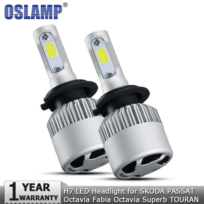 Oslamp H7 светодиодные фары лампы COB 72 Вт 8000lm 12В 24В Автомобильные для SKODA PASSAT Octavia Fabia