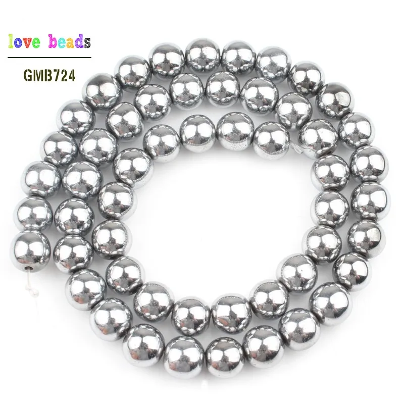 АА + серебро Цвет Гематит бусы из натурального камня 2/3/4/6/8/10 мм круглые бусины для