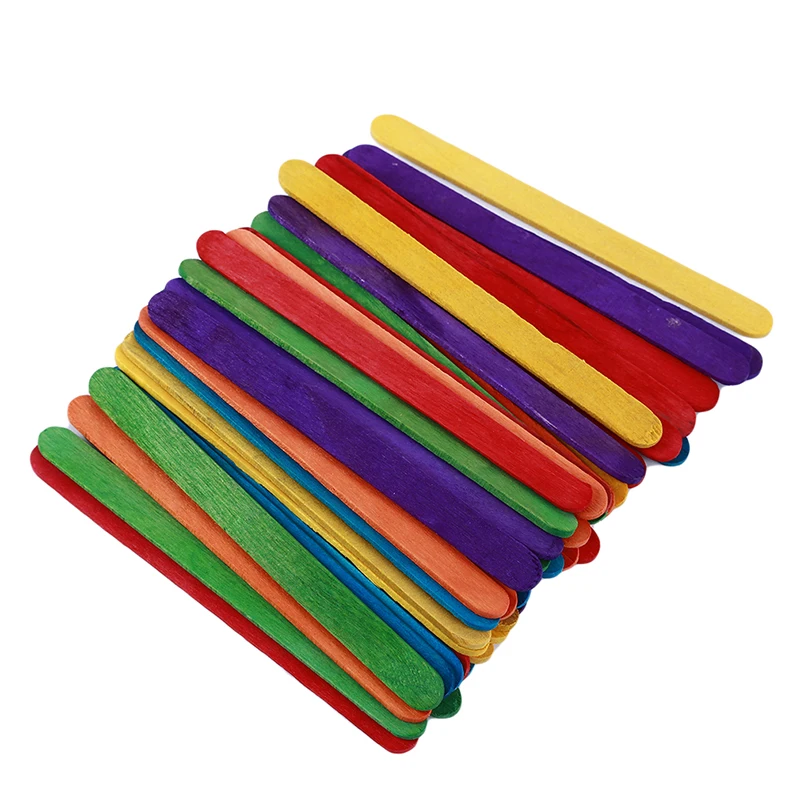 

Wooden Popsicle Sticks Kids Hand Crafts Art Ice Cream Lolly Cake Sticks DIY Puzzle Making Funny Children Toy Gifts