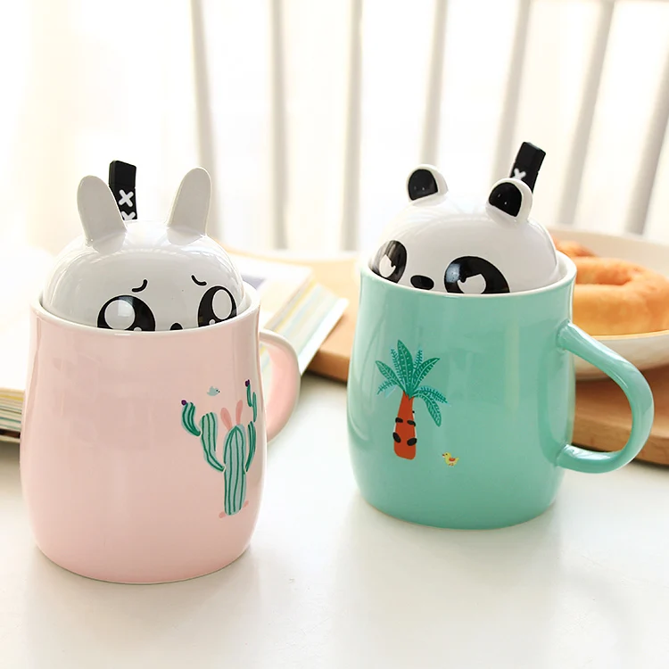 

Cute expression big eyes animal and plant milk mug Bee Panda rabbit Coffee Cup