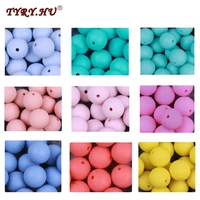tyry hu 10pc silicone beads 15mm baby colorful beads food grade nursing chewing round silicone beads bpa free diy jewelry making