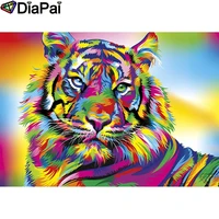 diapai diamond painting 5d diy 100 full squareround drill animal color tiger diamond embroidery cross stitch 3d decor a18561