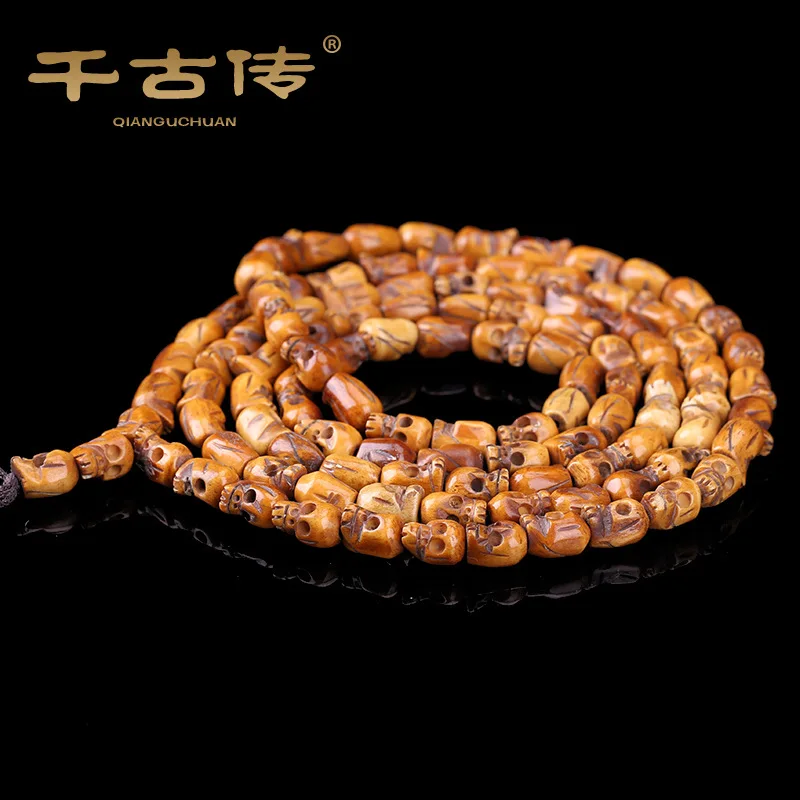 8*11mm Classic Skull Head Handmade Yak Bone Bead Buddhist Meditation 108 Prayer Mala Bracelet/Necklace | Украшения и аксессуары