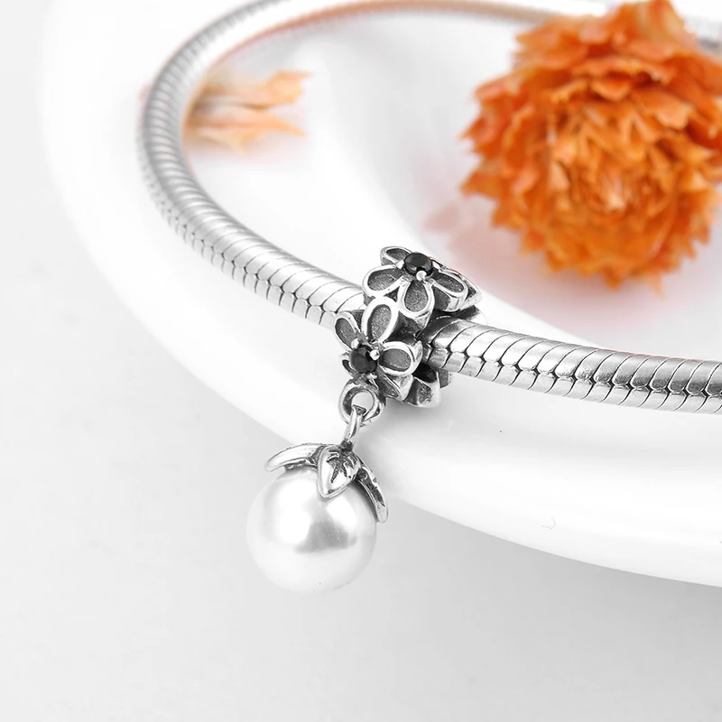 100% Настоящее серебро 925 пробы Floret DIY для модных подвесных жемчужных шармов