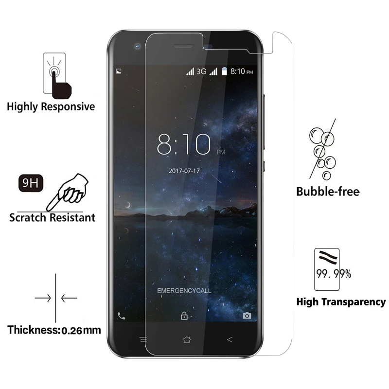 2 шт. MRGO Экран протектор для Blackview A7 закаленное Стекло 2.5D с уровнем твердости 9 H |