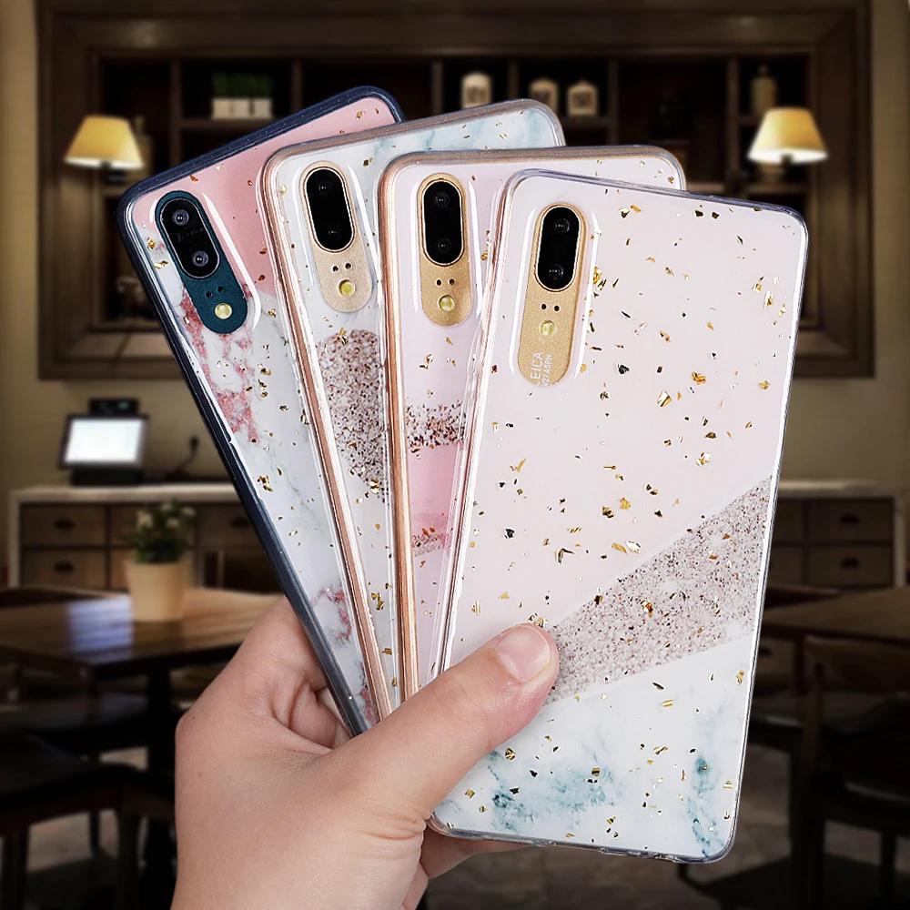 LOVECOM чехол для телефона huawei P20 P30 Pro Lite mate 20 Pro Nova 3i 4 Золотая пудра мрамор сердце мягкая эпоксидная задняя крышка чехол подарок