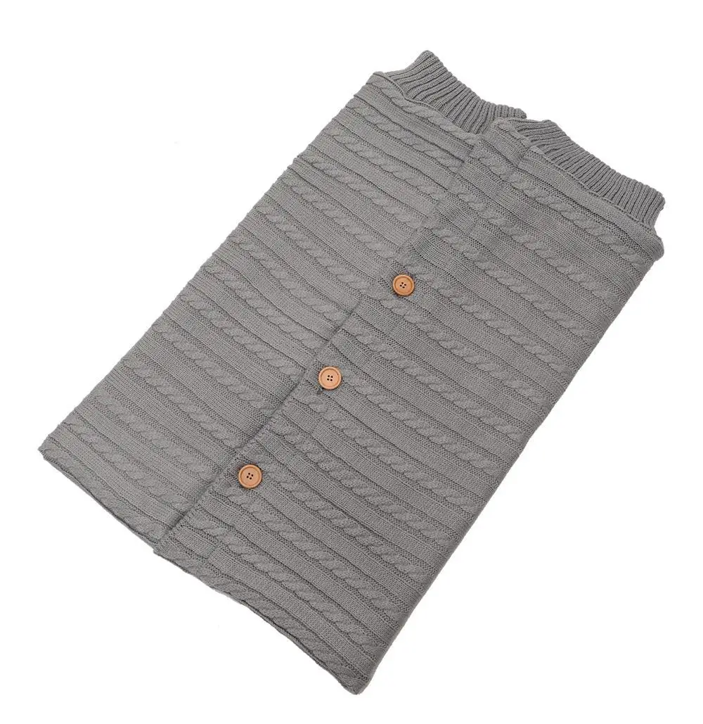 Теплое детское одеяло, вязаное Пеленальное Одеяло для новорожденных, мягкий спальный мешок для младенцев, муфта для ног, хлопковый конверт для коляски, аксессуары, одеяло