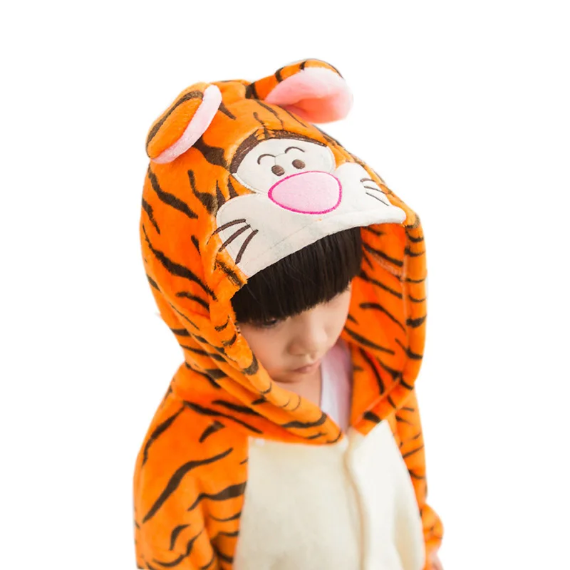 Holiday Kigurumi flannel Tigger Pajamas Cosplay Costume Children Unisex Kids Cartoon Onesie Animal Pyjama Home Pijama Halloween |