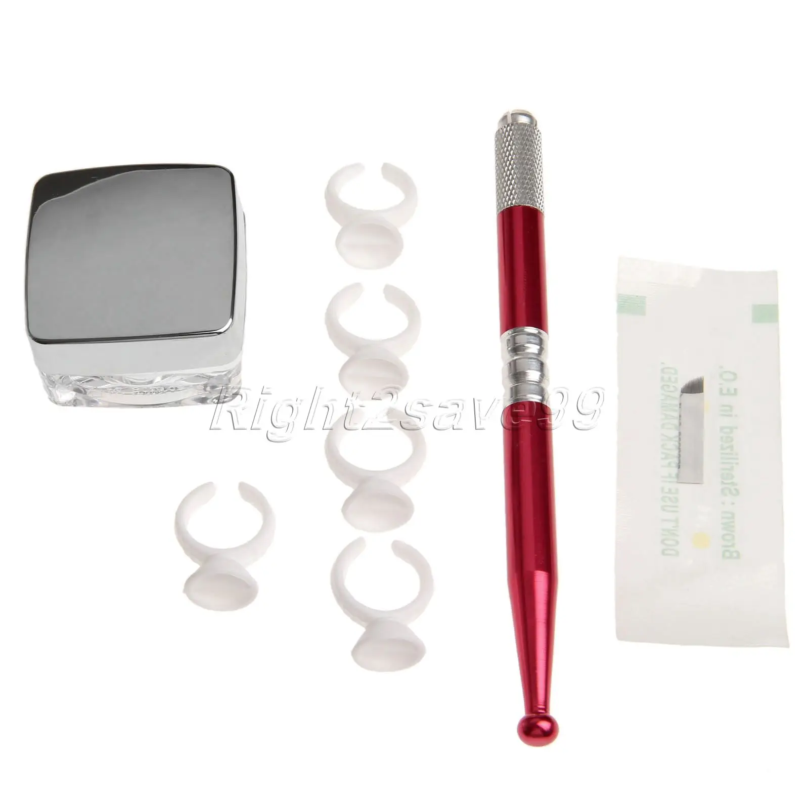 Ручная Перманентная ручка + черные кофейные чернила для татуажа бровей 10 шт. 17 игл лезвий 50 колпачки макияжа