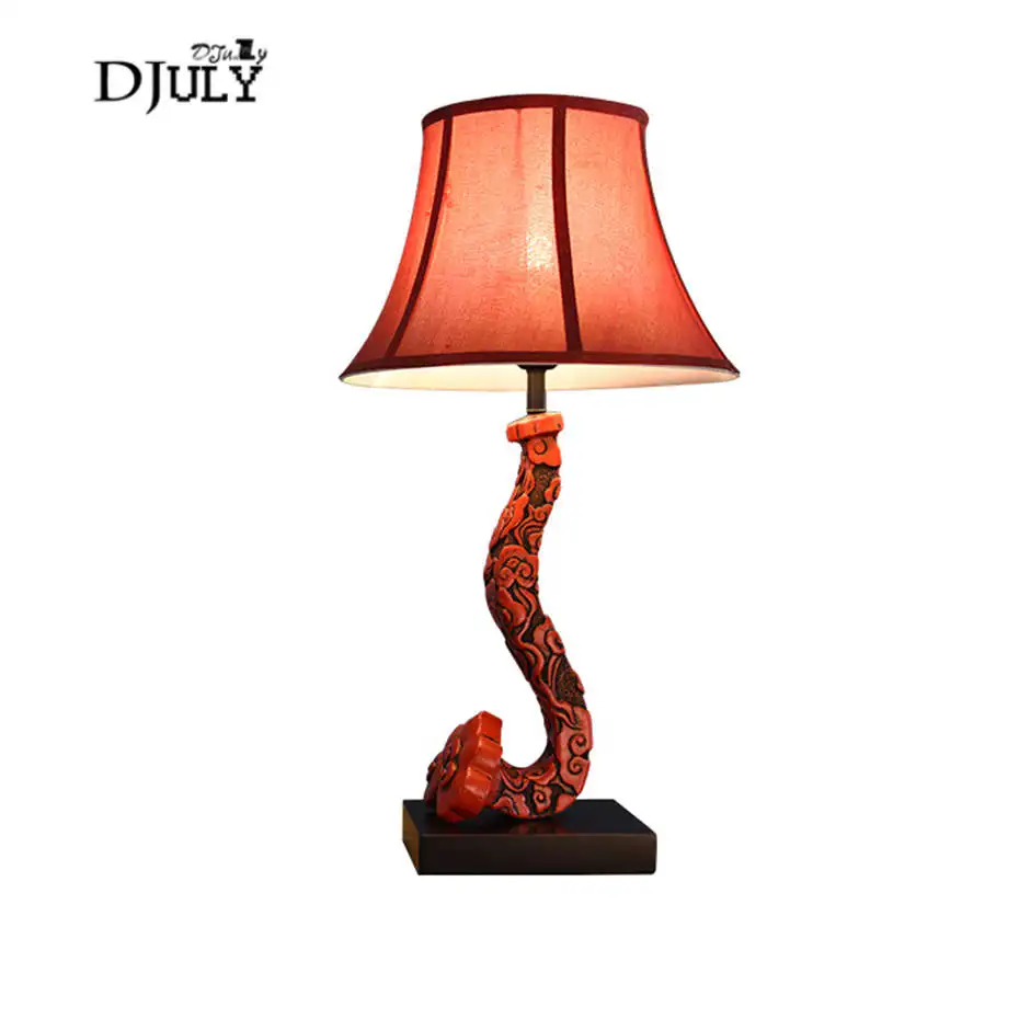 Chinese style retro design Aged resin fabric table lamp for Living room bedroom study Tea house desk lamps country led luminaire | Освещение