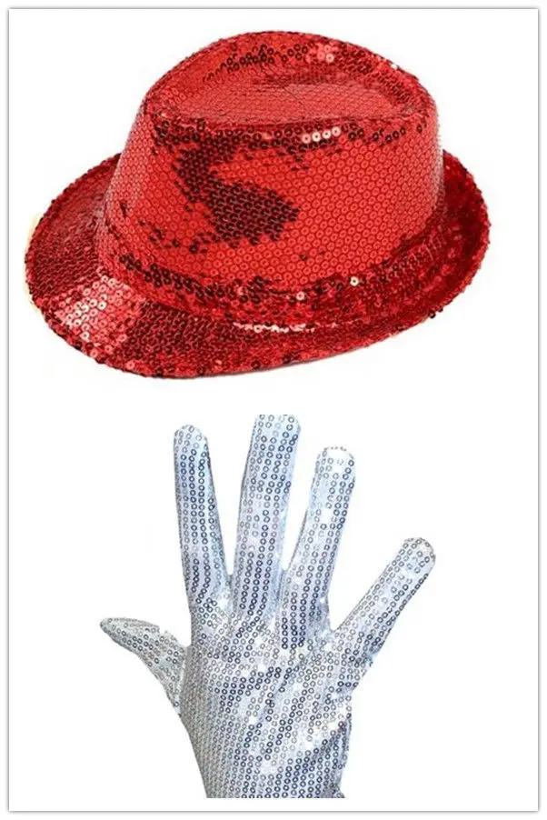 1 пара Для мужчин женщин в стиле Майкла Джексона серебряные перчатка с блестками +